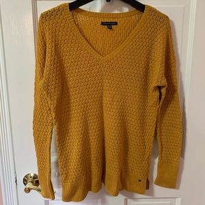 American Eagle Mustard V-Neck Knit Sweater